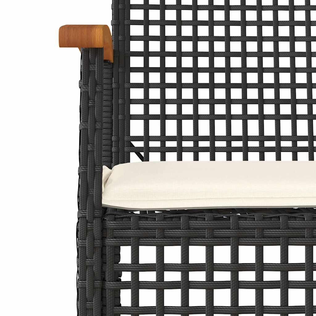 vidaXL 5 Piece Garden Dining Set with Cushions Black Poly Rattan 5