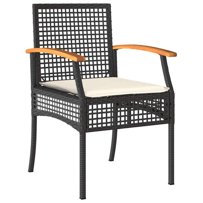 vidaXL 5 Piece Garden Dining Set with Cushions Black Poly Rattan 3