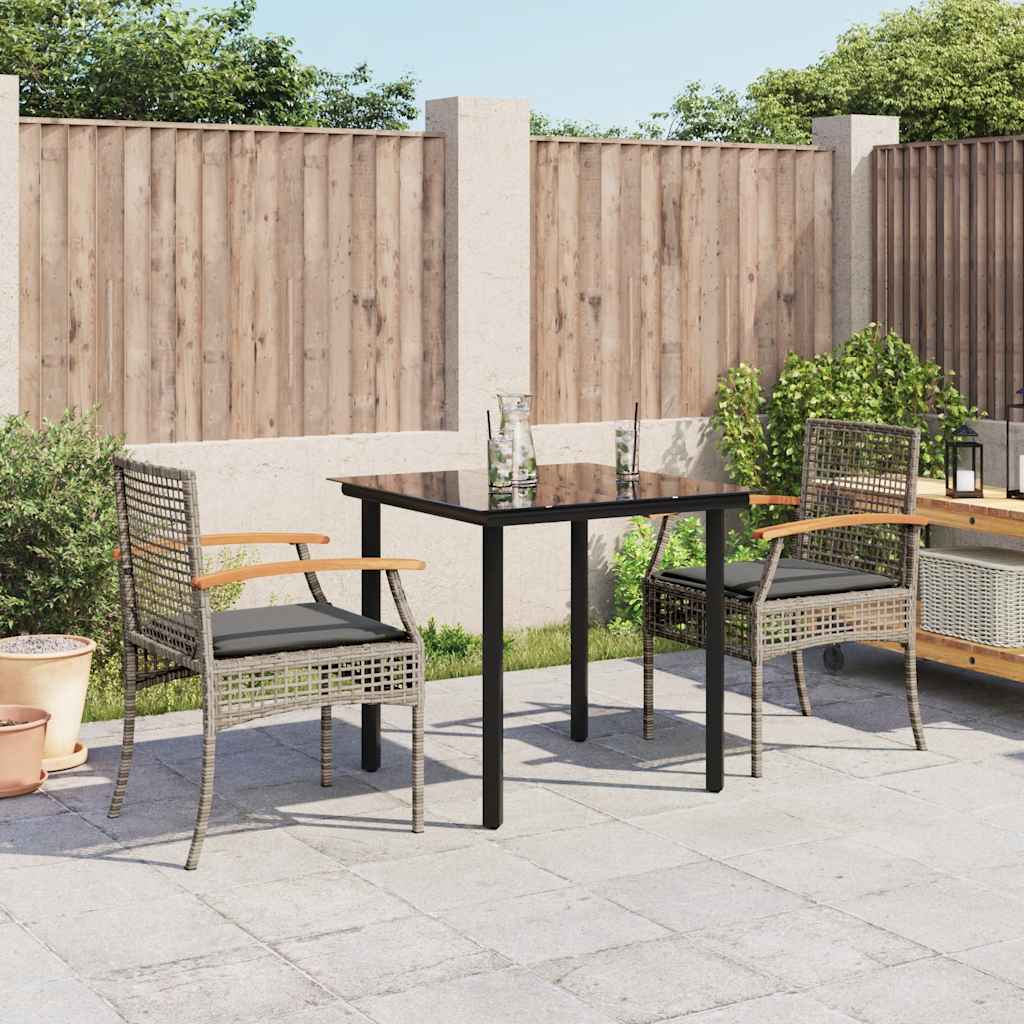 vidaXL 5 Piece Garden Dining Set with Cushions Poly Rattan Grey