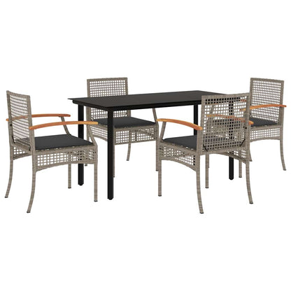 vidaXL 5 Piece Garden Dining Set with Cushions Grey Poly Rattan 2