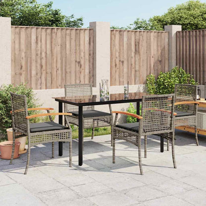 vidaXL 5 Piece Garden Dining Set with Cushions Grey Poly Rattan 1