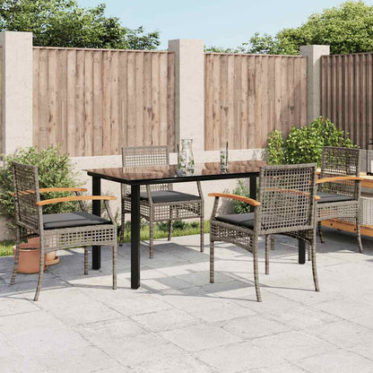 vidaXL 5 Piece Garden Dining Set with Cushions Grey Poly Rattan 1