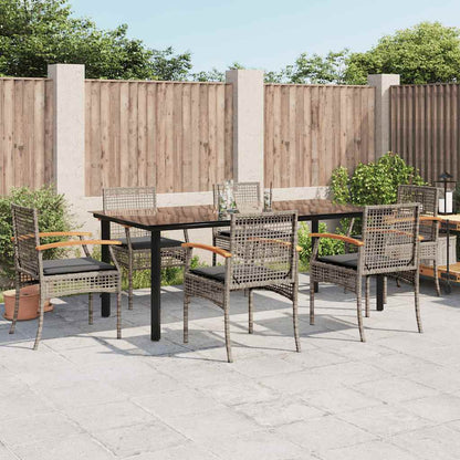 vidaXL 5 Piece Garden Dining Set with Cushions Poly Rattan Grey