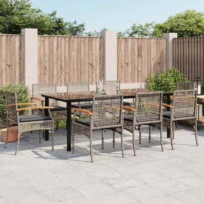 vidaXL 5 Piece Garden Dining Set with Cushions Poly Rattan Grey
