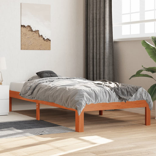Bed Frame without Mattress Solid Wood Pine Wax Brown 100 x 200 cm