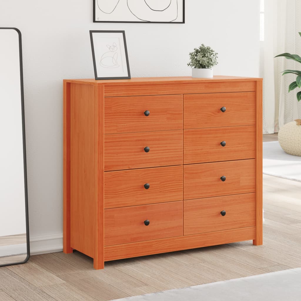 vidaXL Side Cabinet Wax Brown 100x40x90 cm Solid Wood Pine 3