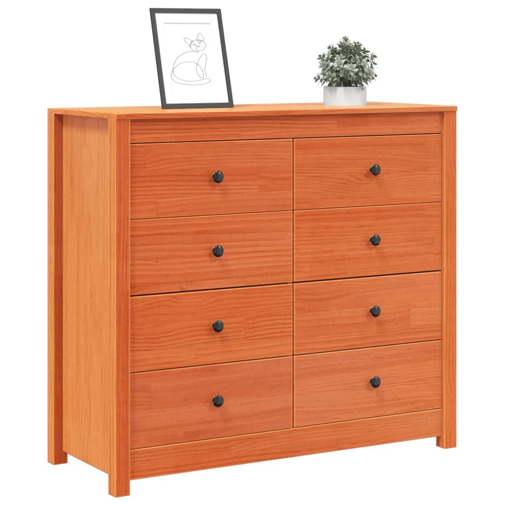vidaXL Side Cabinet Wax Brown 100x40x90 cm Solid Wood Pine 4