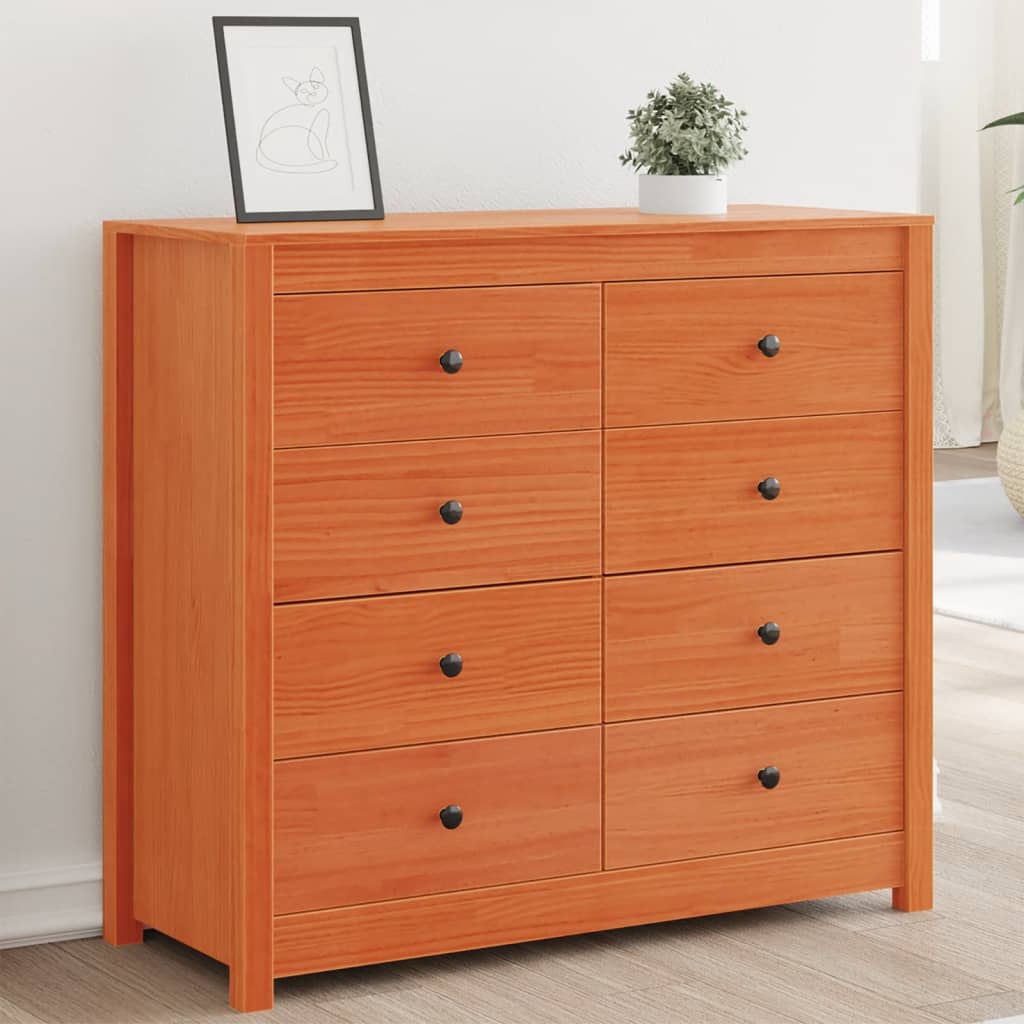 vidaXL Side Cabinet Wax Brown 100x40x90 cm Solid Wood Pine 1