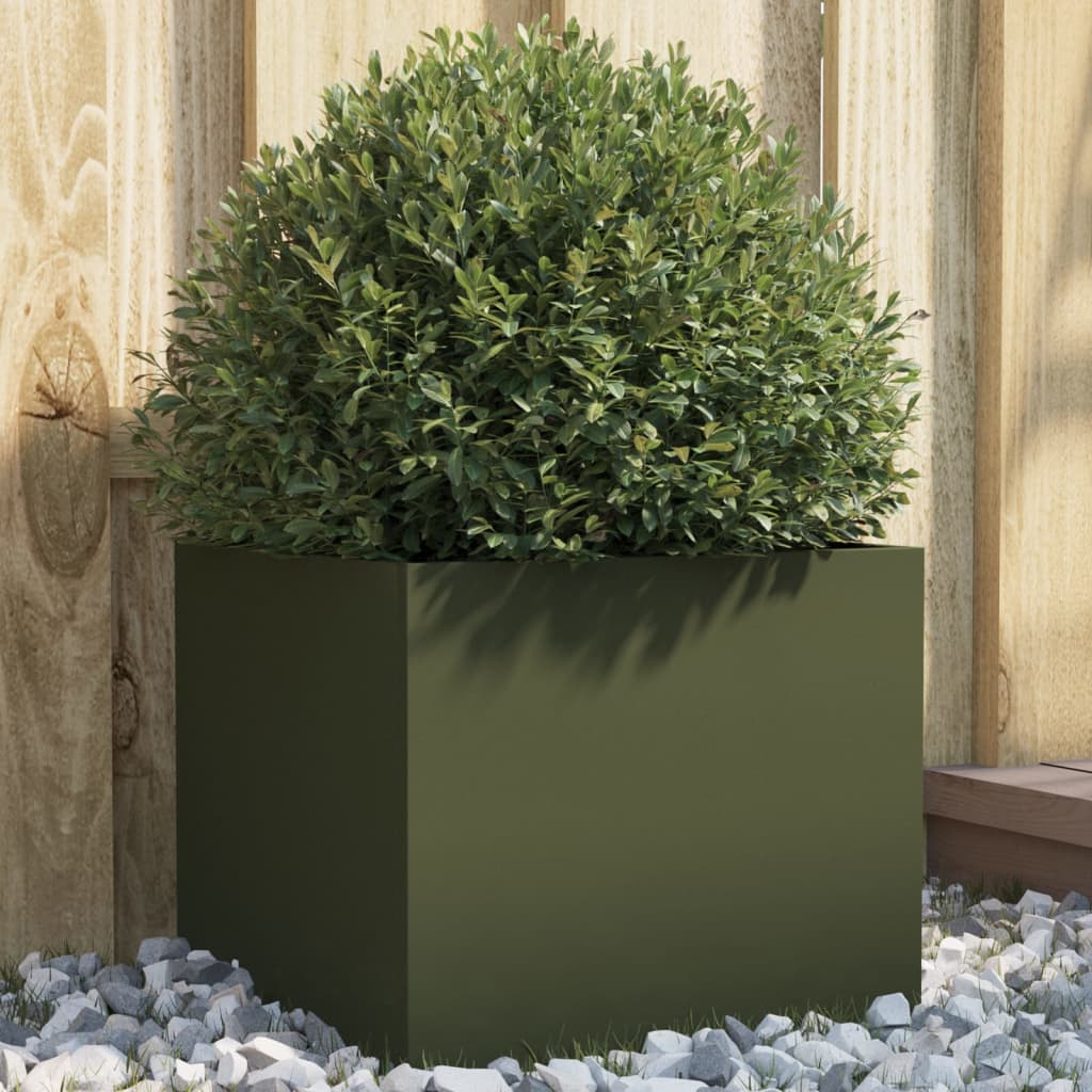 Planter Steel Olive Green Height 29 cm 32 cm
