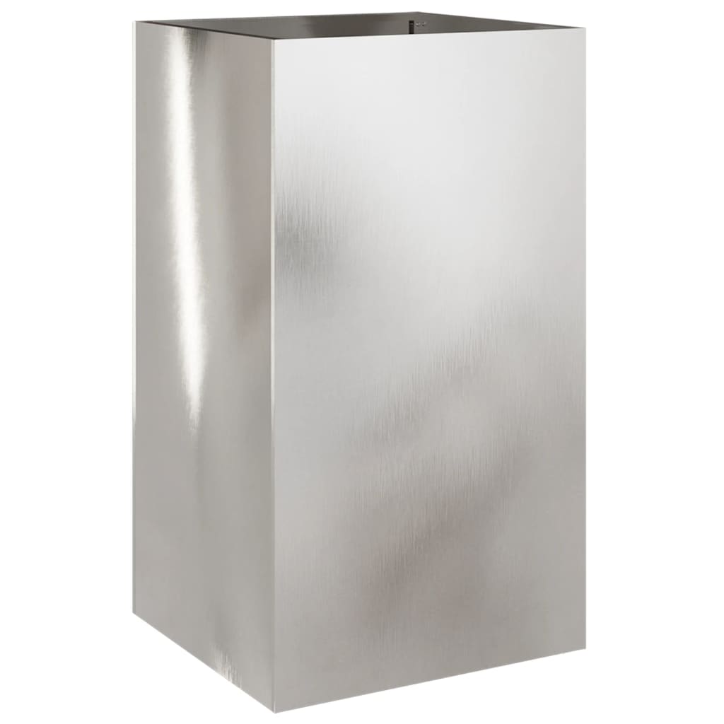 Garden Planter Silver Stainless Steel Height 75 cm 42 cm 38 cm