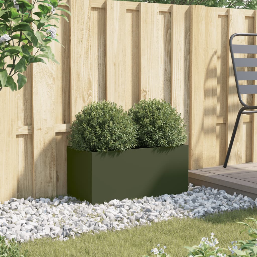 Planter Steel Olive Green Height 29 cm 62 cm