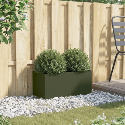 Planter Steel Olive Green Height 29 cm 62 cm