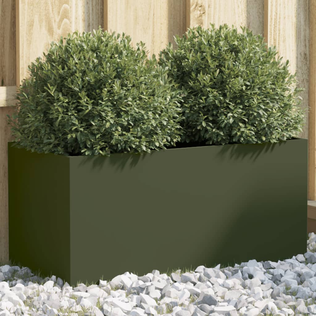 Planter Steel Olive Green Height 29 cm 62 cm