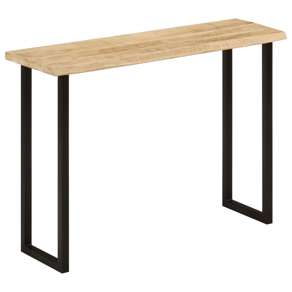 Console Table with Live Edge 105x33x76 cm Solid Wood Mango Black U shape