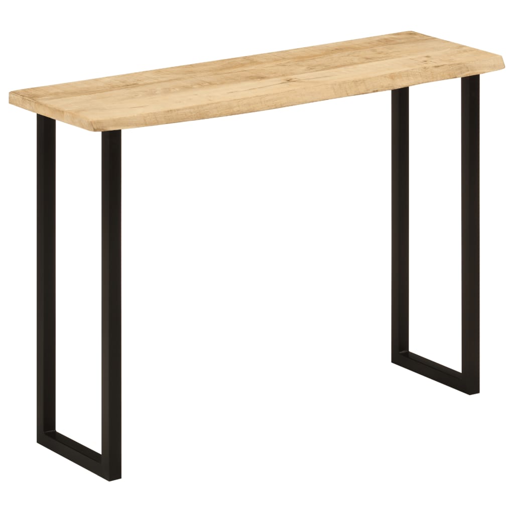 Console Table with Live Edge 105x33x76 cm Solid Wood Mango Black U shape