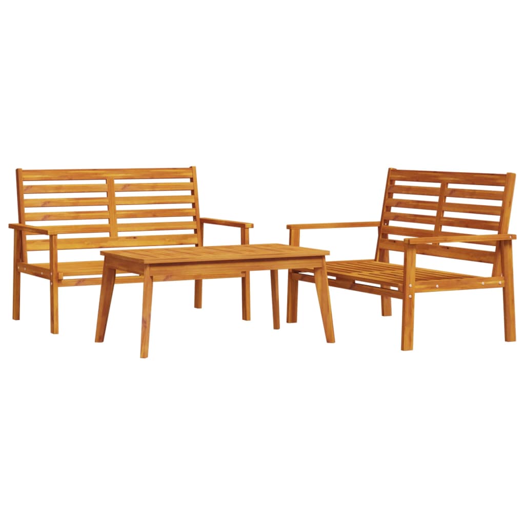 vidaXL 3 Piece Garden Lounge Set Solid Wood Acacia 2