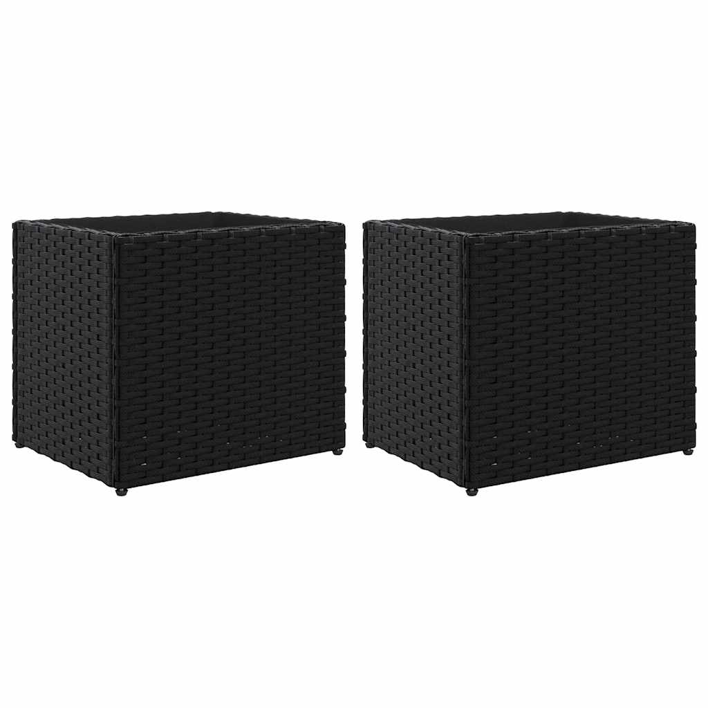 Garden Planters Poly Rattan 2 pcs Depth 30 cm Black 36 cm