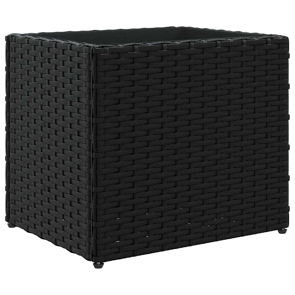 Garden Planters Poly Rattan 2 pcs Depth 30 cm Black 36 cm