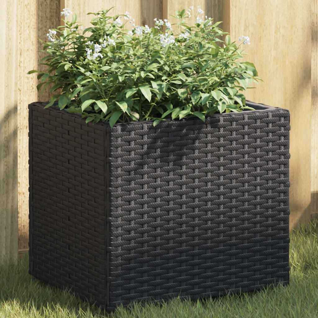 Garden Planters Poly Rattan 2 pcs Depth 30 cm Black 36 cm