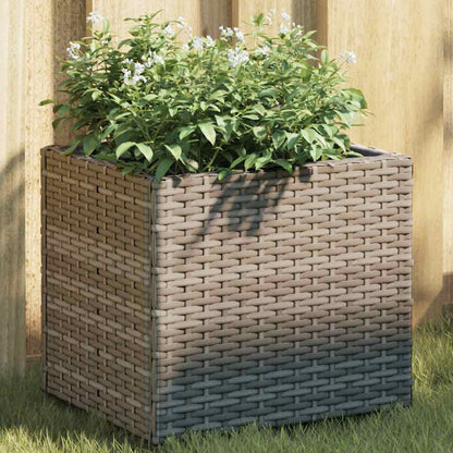 Garden Planters Poly Rattan 2 pcs Depth 30 cm Grey 36 cm