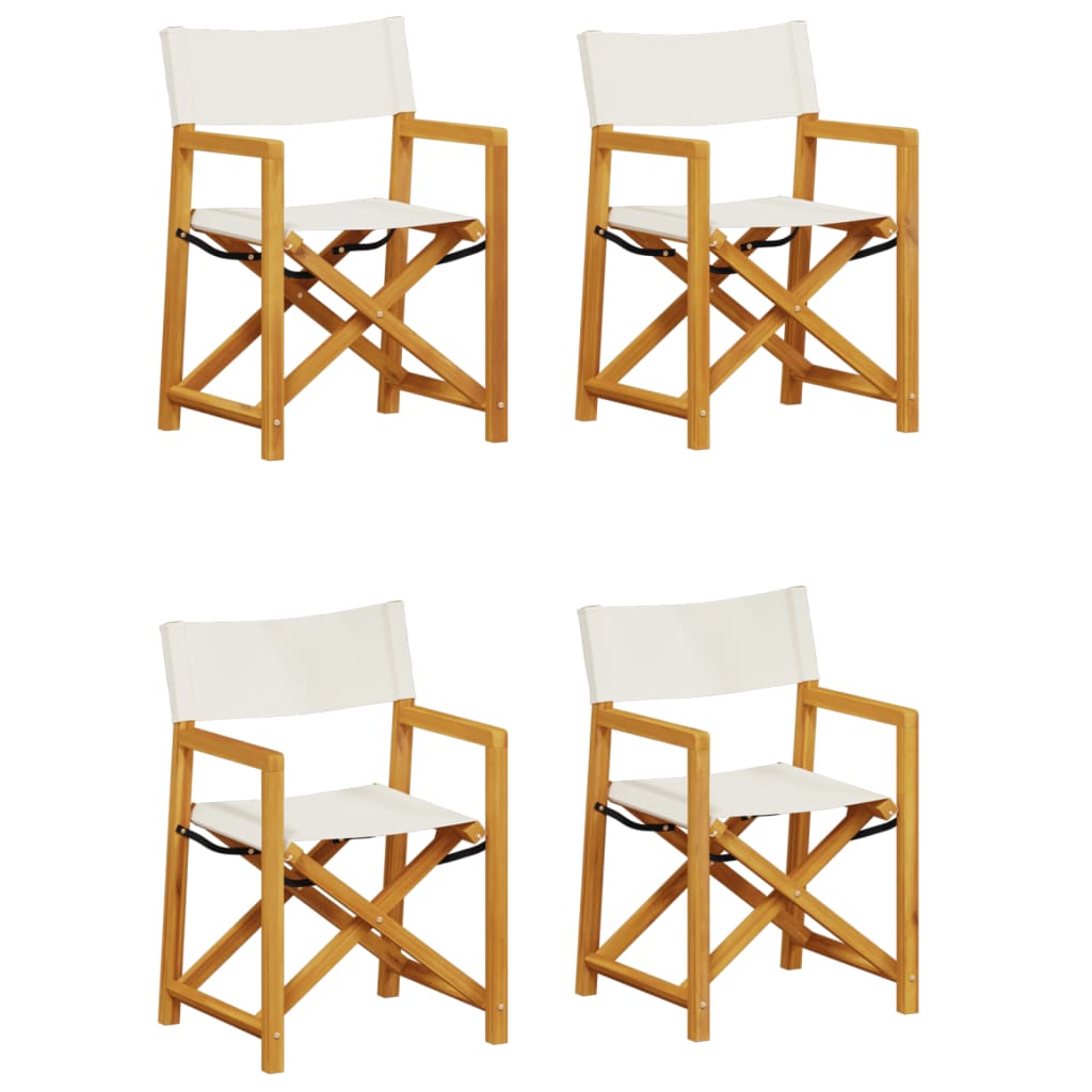 vidaXL 4 Piece Folding Chairs Cream White Fabric 2