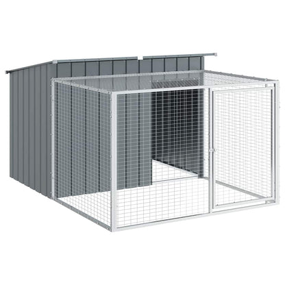 vidaXL Dog House with Run Anthracite 153x194x110 cm Galvanised Steel 2