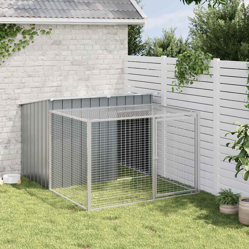 vidaXL Dog House with Run Anthracite 153x194x110 cm Galvanised Steel 3