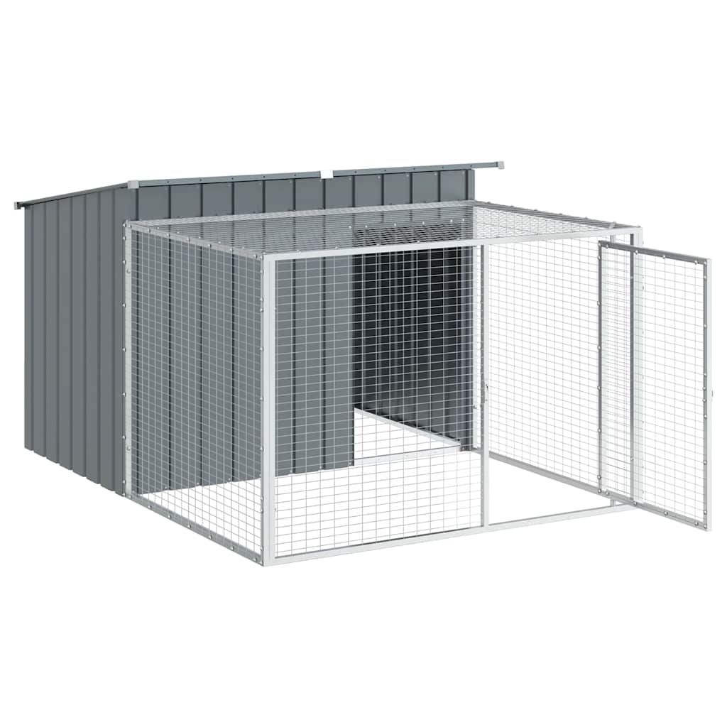 vidaXL Dog House with Run Anthracite 153x194x110 cm Galvanised Steel 4