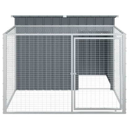 vidaXL Dog House with Run Anthracite 153x194x110 cm Galvanised Steel 5