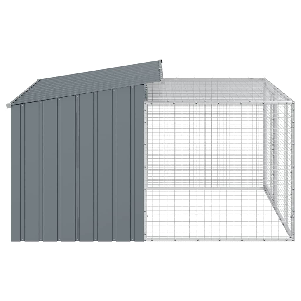 vidaXL Dog House with Run Anthracite 153x194x110 cm Galvanised Steel 6