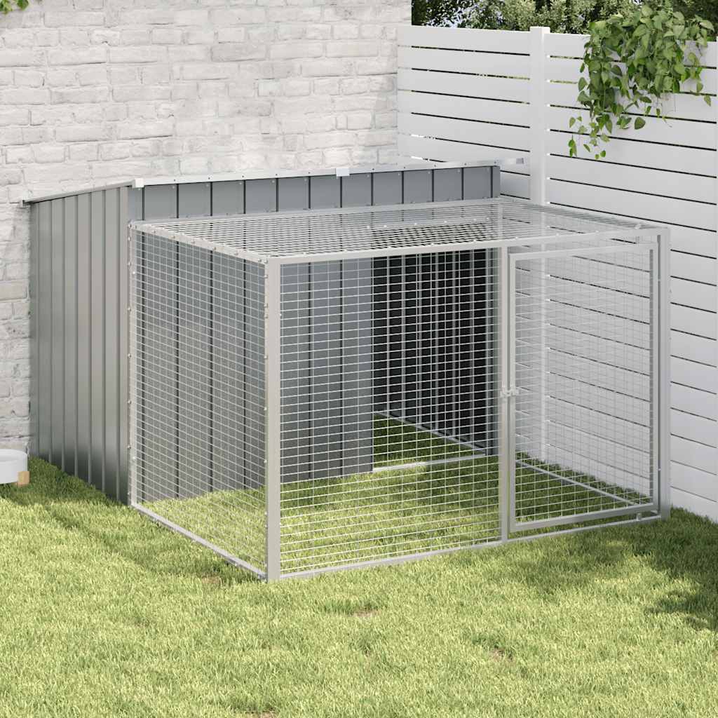 vidaXL Dog House with Run Anthracite 153x194x110 cm Galvanised Steel 1