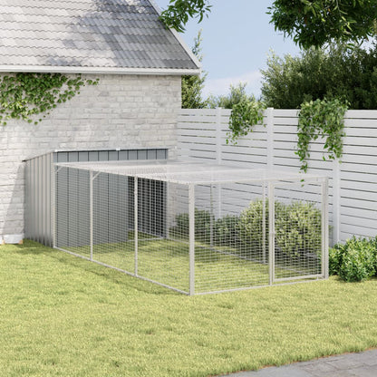 vidaXL Dog House with Run Anthracite 153x396x110 cm Galvanised Steel 3