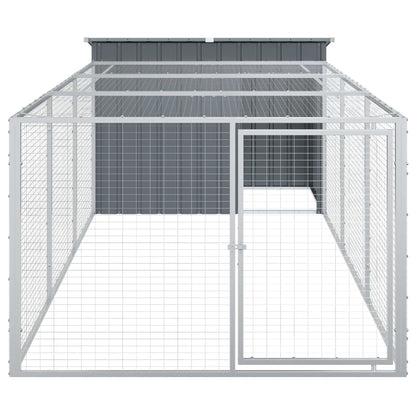 vidaXL Dog House with Run Anthracite 153x396x110 cm Galvanised Steel 5