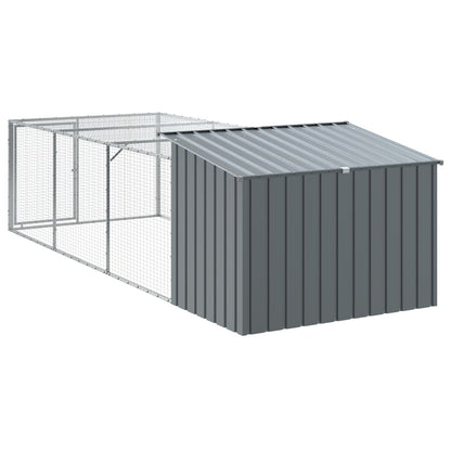 vidaXL Dog House with Run Anthracite 153x396x110 cm Galvanised Steel 6