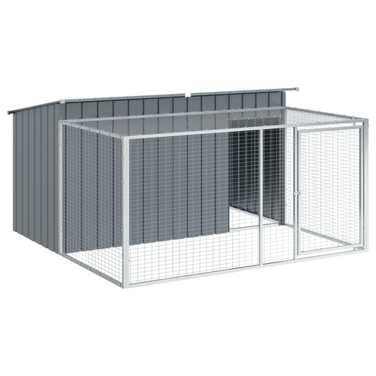 vidaXL Dog House with Run Anthracite 197x194x110 cm Galvanised Steel 2