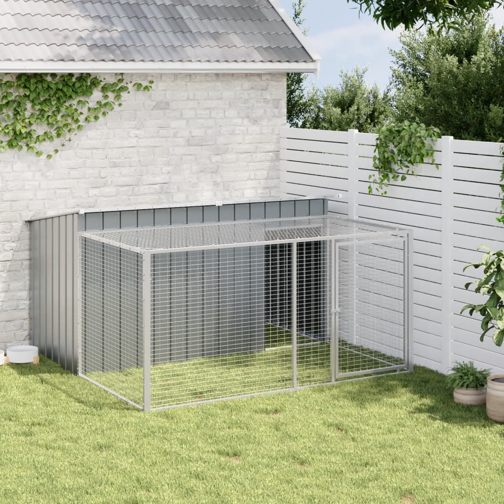 vidaXL Dog House with Run Anthracite 197x194x110 cm Galvanised Steel 3