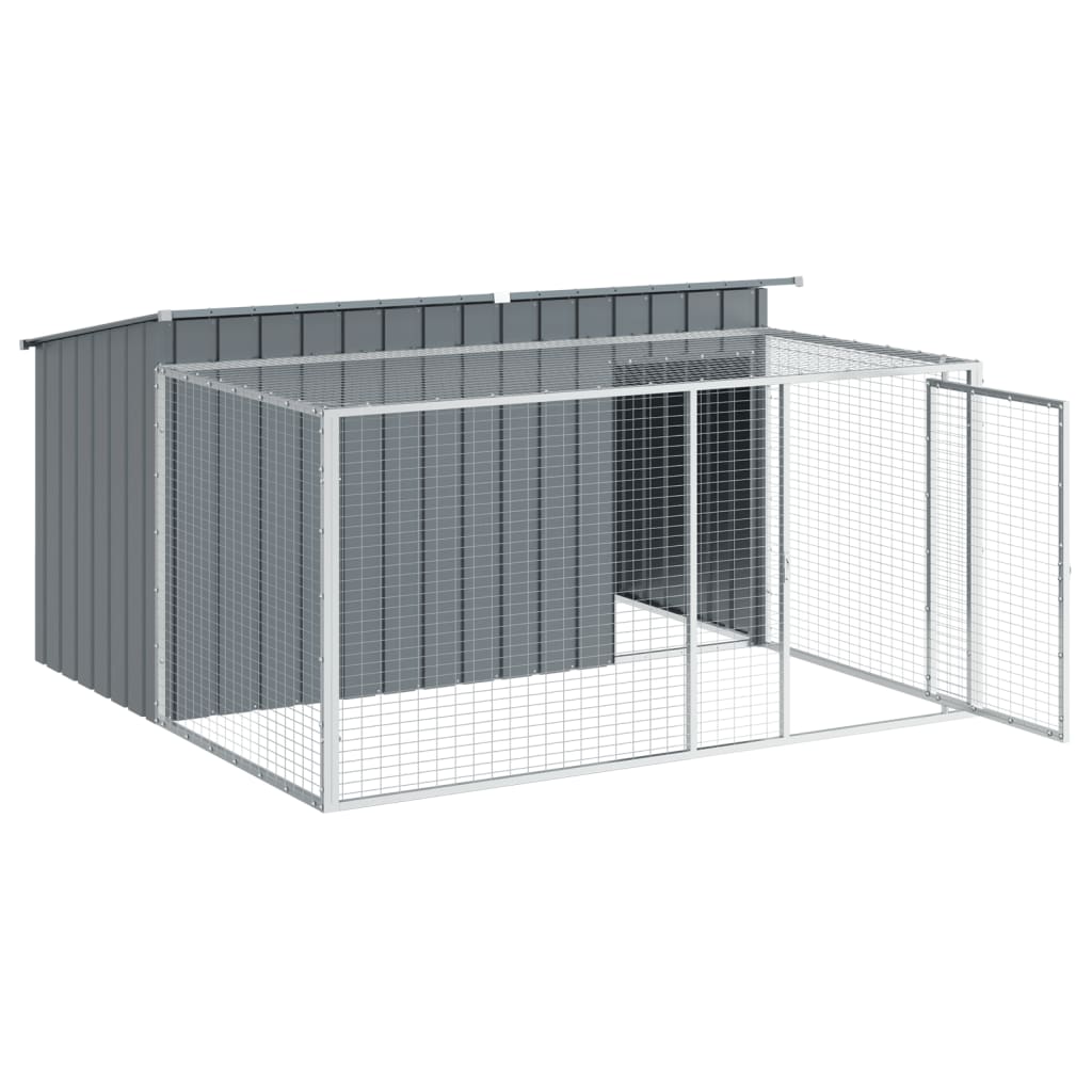 vidaXL Dog House with Run Anthracite 197x194x110 cm Galvanised Steel 4