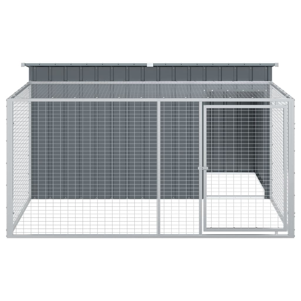 vidaXL Dog House with Run Anthracite 197x194x110 cm Galvanised Steel 5