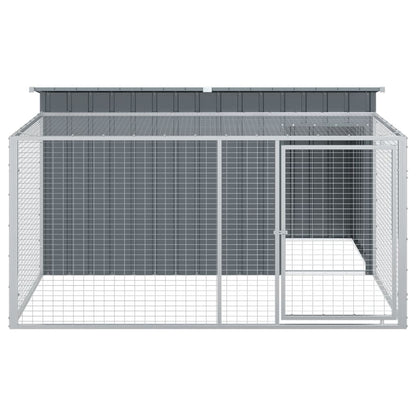 vidaXL Dog House with Run Anthracite 197x194x110 cm Galvanised Steel 5