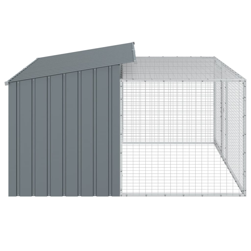 vidaXL Dog House with Run Anthracite 197x194x110 cm Galvanised Steel 6