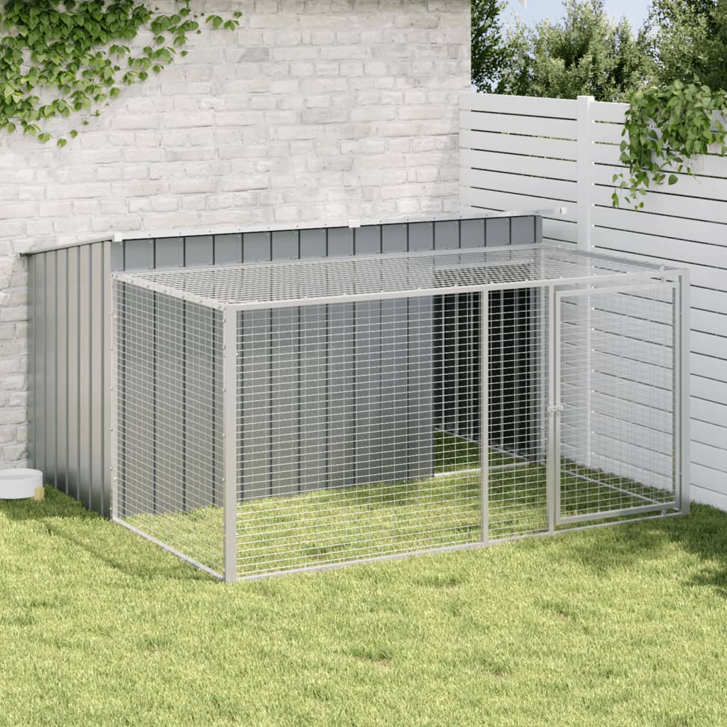 vidaXL Dog House with Run Anthracite 197x194x110 cm Galvanised Steel 1