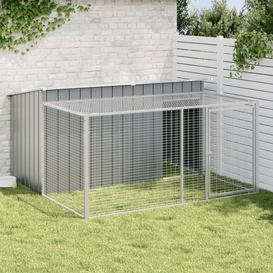 vidaXL Dog House with Run Anthracite 197x194x110 cm Galvanised Steel 1