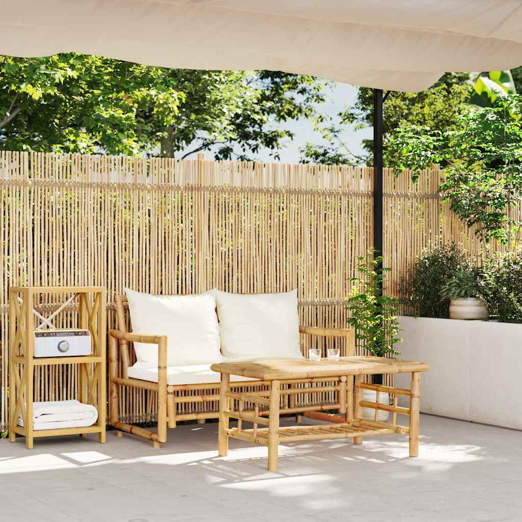 vidaXL 2 Piece Garden Sofa Set with Cushions Bamboo 3