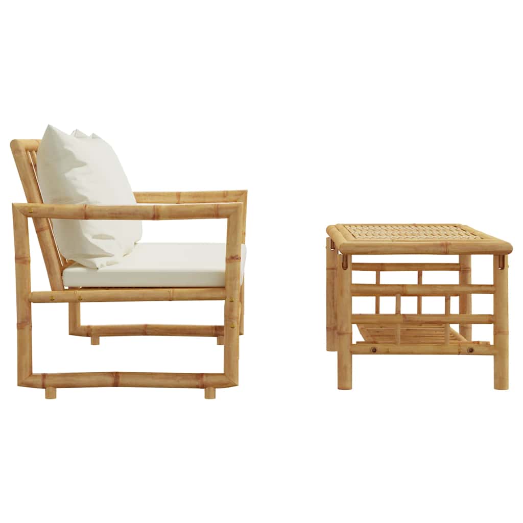 vidaXL 2 Piece Garden Sofa Set with Cushions Bamboo 5