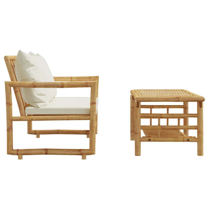 vidaXL 2 Piece Garden Sofa Set with Cushions Bamboo 5