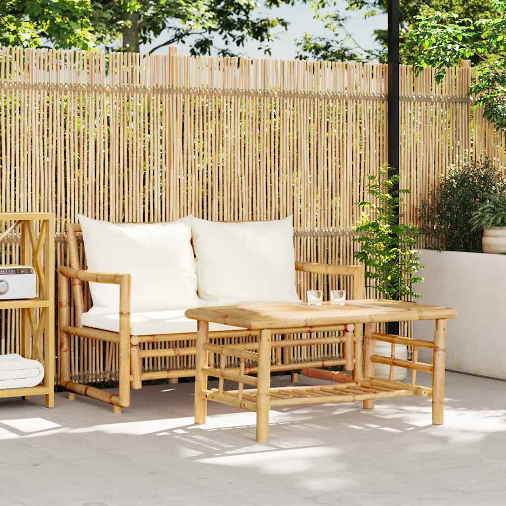 vidaXL 2 Piece Garden Sofa Set with Cushions Bamboo 1