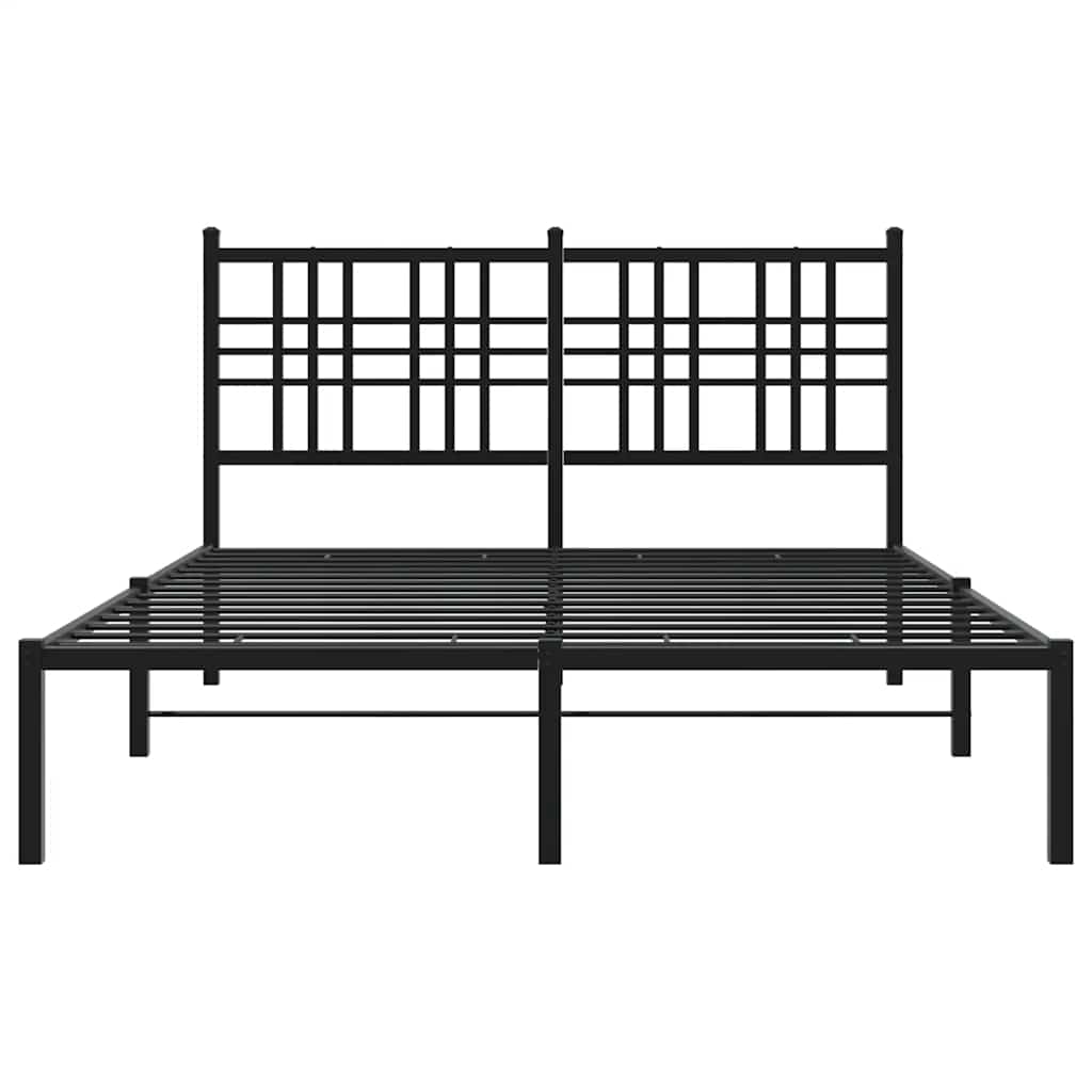 Metal Bed Frame without Mattress with Headboard Black 120 cm 200 cm