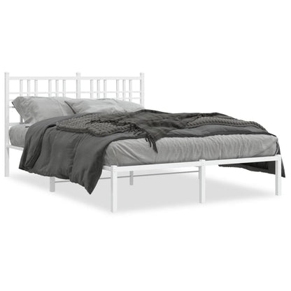 Metal Bed Frame without Mattress with Headboard White 140 cm 200 cm