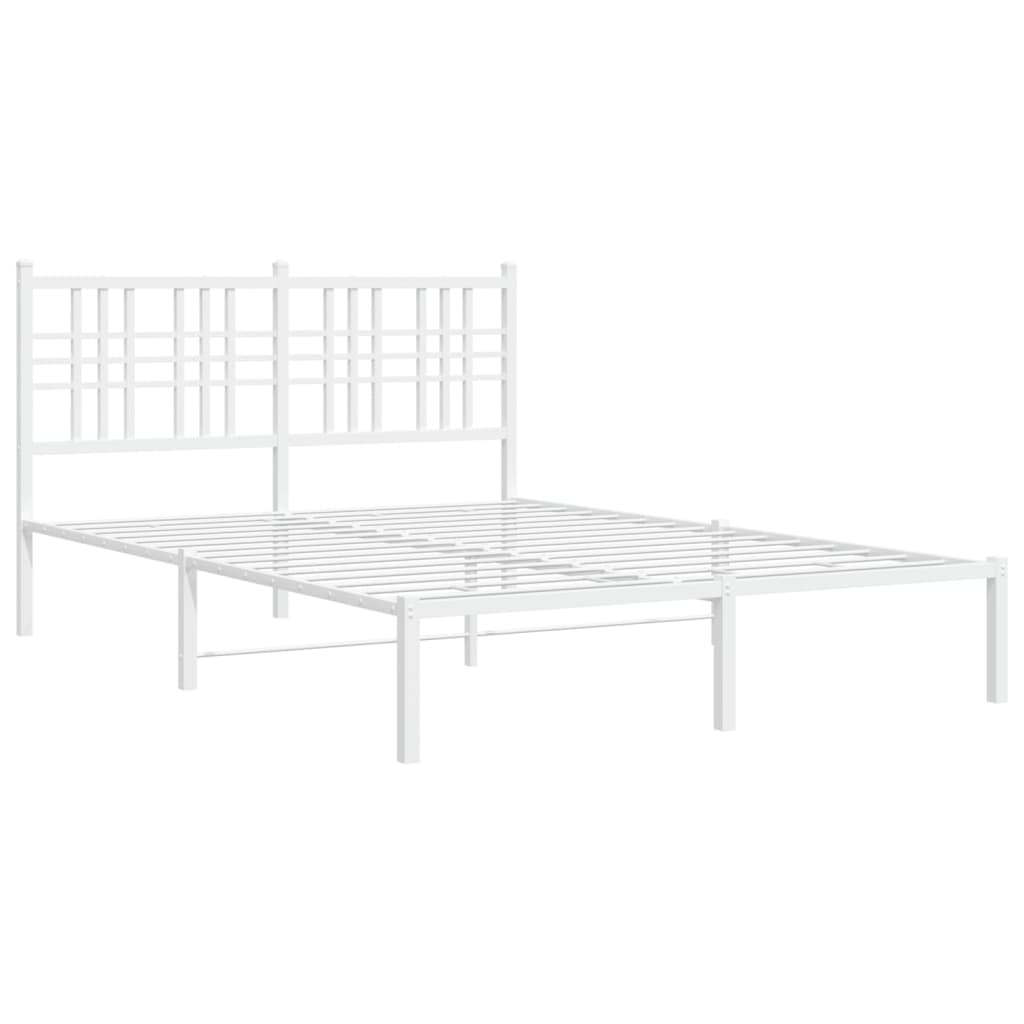 Metal Bed Frame without Mattress with Headboard White 140 cm 200 cm