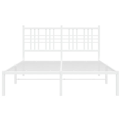 Metal Bed Frame without Mattress with Headboard White 140 cm 200 cm